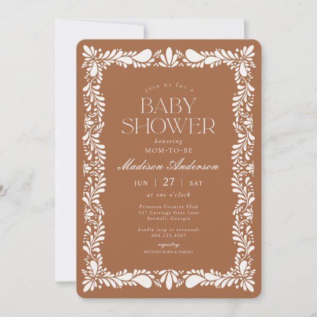 Clay Talavera Tile Spanish Fiesta Baby Shower Invitation (Front)