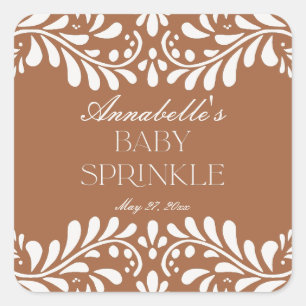 Clay Talavera Tile Spanish Fiesta Baby Sprinkle Square Sticker
