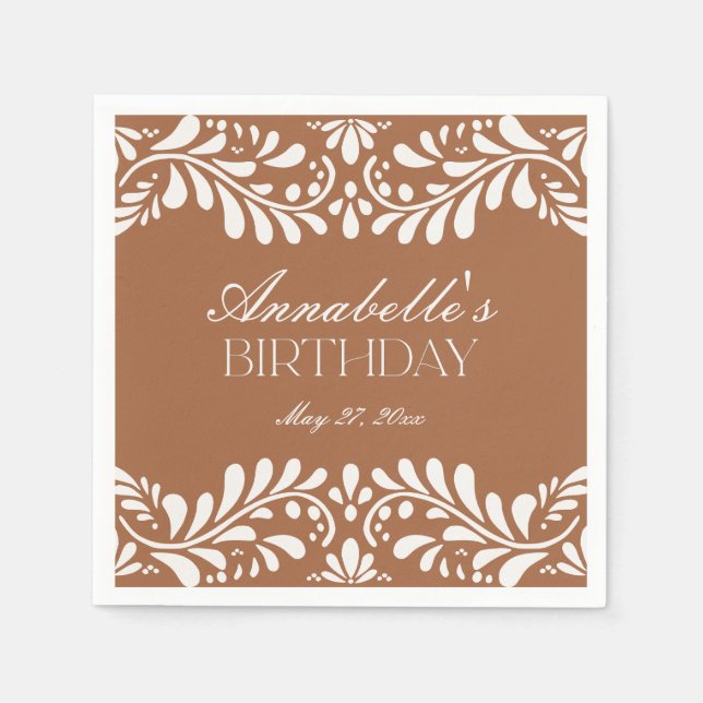 Clay Talavera Tile Spanish Fiesta Birthday Napkin (Front)