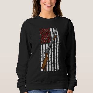 Clay Target Shooting Usa Shotgun Flag Shotgun Cart Sweatshirt