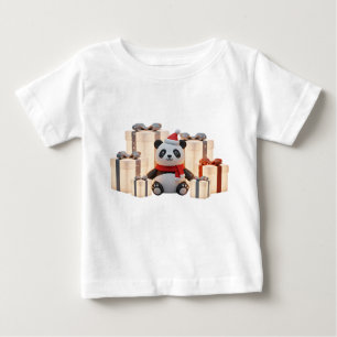 Claymation Holiday Panda with Santa Hat Baby T-Shirt