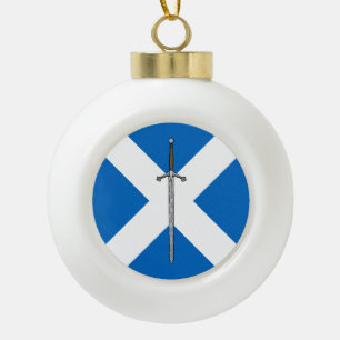 Claymore and Saltire Ceramic Ball Christmas Ornament