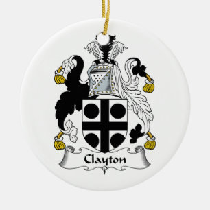 Clayton Family Crest Ceramic Ornament