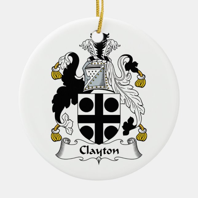 Clayton Family Crest Ceramic Ornament (Front)