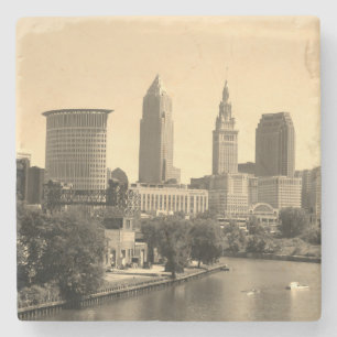 CLE Riverview Skyline Stone Coaster
