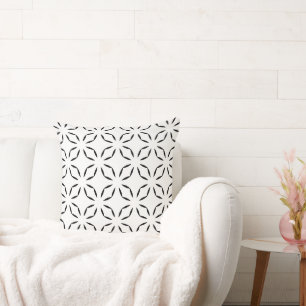 Clean Abstract Black and White Geometric Cushion