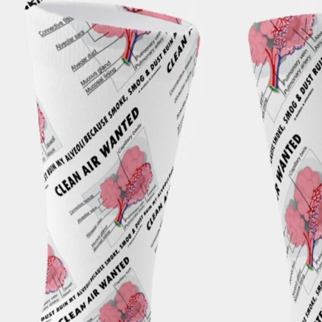 Clean Air Wanted Because Smoke Ruin Alveoli Humour Socks (Environmental attitude pair of crew socks featuring alveoli for anyone who wants clean air!)