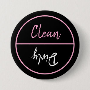 Clean and Dirty Dishwasher Dishes Notice 7.5 Cm Round Badge