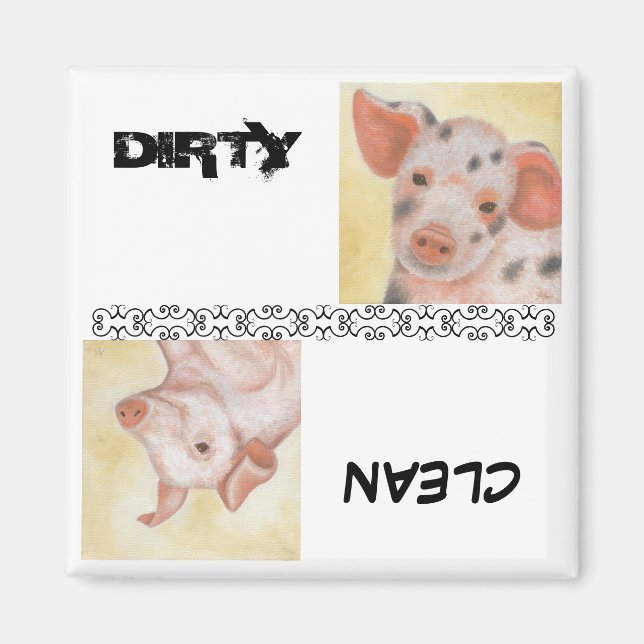 Clean and Dirty Piggie Dishwasher Magnet (Front)