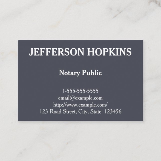 Clean and Plain Notary Public Business Card (Front)