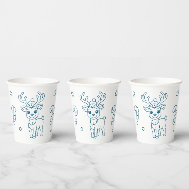 clean and simple christmas reindeer paper cups (Multi)