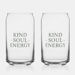 Clean and Simple "Kind Soul Energy" Can Glass