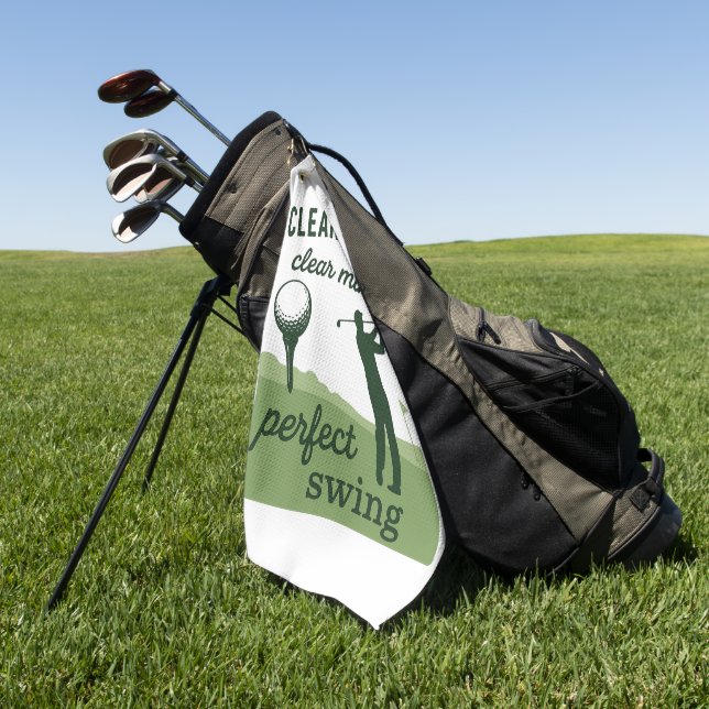 Clean Balls Clear Mind Perfect Swing Funny  Golf Towel (Green)