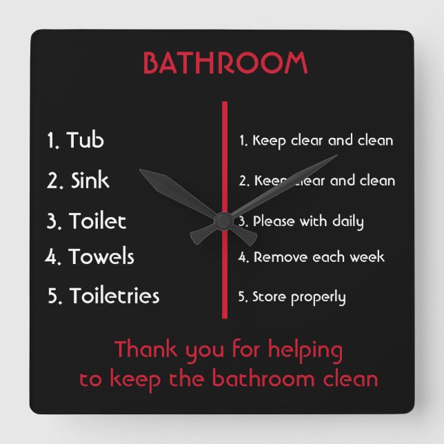 Clean Bathroom Thank You Sign Square Wall Clock (Front)