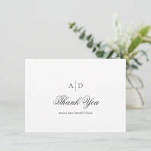 Clean Black and White Classic Wedding Thank You Card