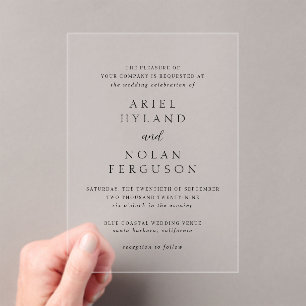 Clean Black and White Modern Wedding Acrylic Invitations