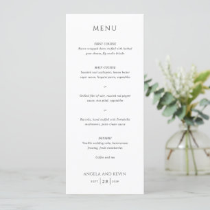 Clean Black and White Modern Wedding Menu