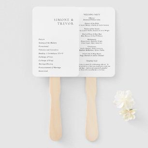 Clean Black and White Modern Wedding Program Hand Fan