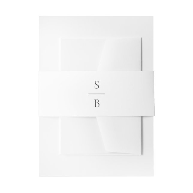 Clean Black and White Monogram Modern Wedding Invitation Belly Band (Front Example)