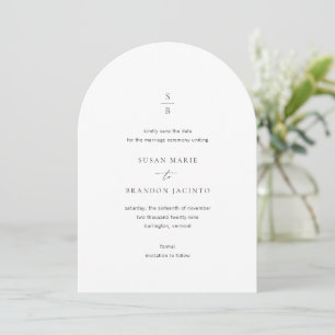 Clean Black and White Monogram Modern Wedding Save The Date