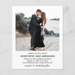 Clean Black and White Photo Budget Wedding Invite Flyer