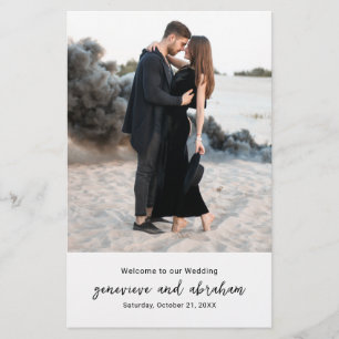 Clean Black and White Photo Modern Wedding Program