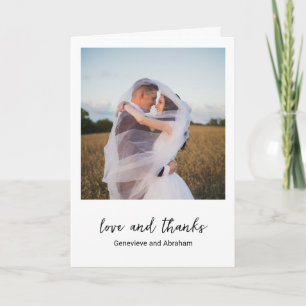 Clean Black and White Photo Modern Wedding Thank You Card