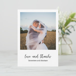 Clean Black and White Photo Modern Wedding Thank You Card