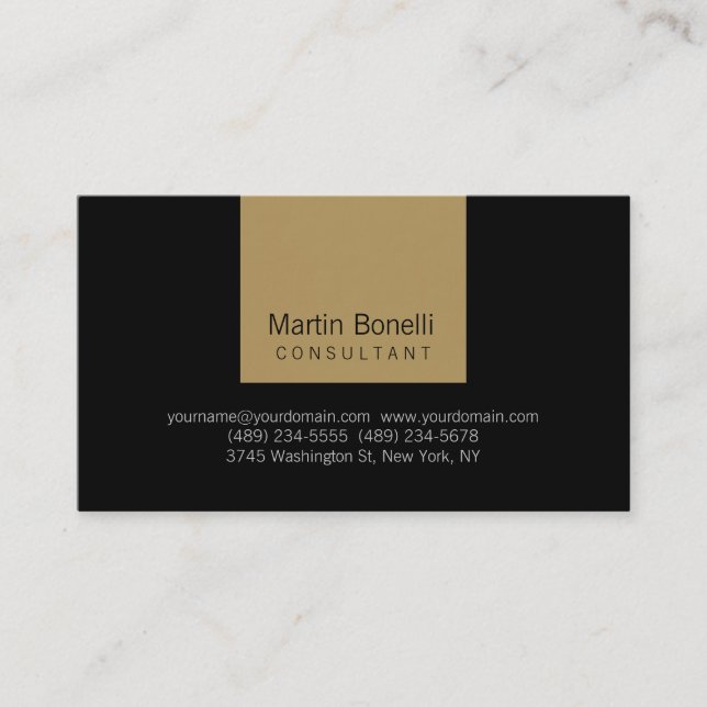 Clean Black Beige Stripe Unique Business Card (Front)