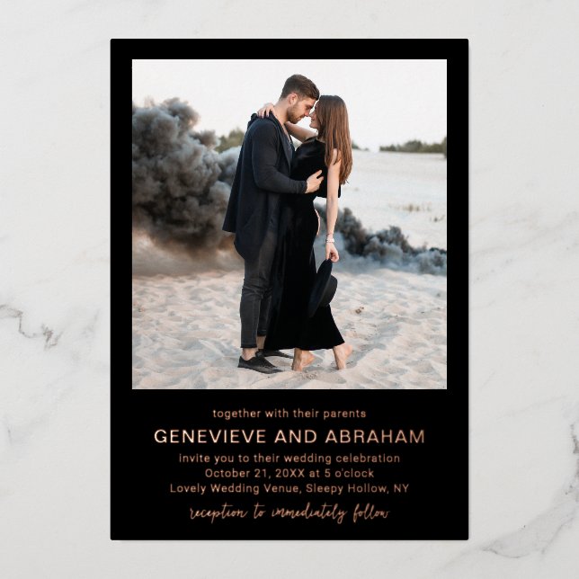 Clean Black Photo Modern Wedding (Front)
