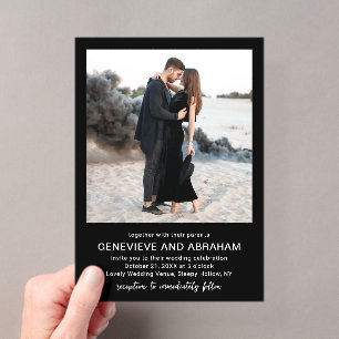 Clean Black Photo Modern Wedding Acrylic Invitations