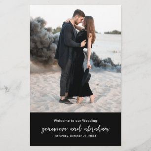 Clean Black Photo Modern Wedding Program