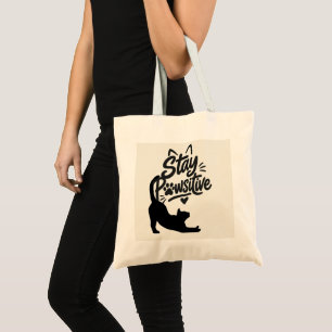 Clean Black & White Elegant Tote Bag stay pawsitIv