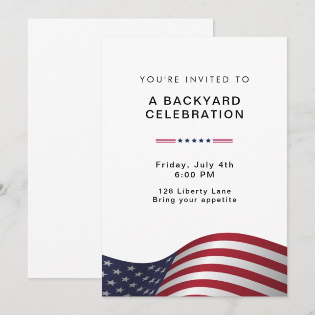 Clean Black & White	Simple Invitation | red white  (Front/Back)