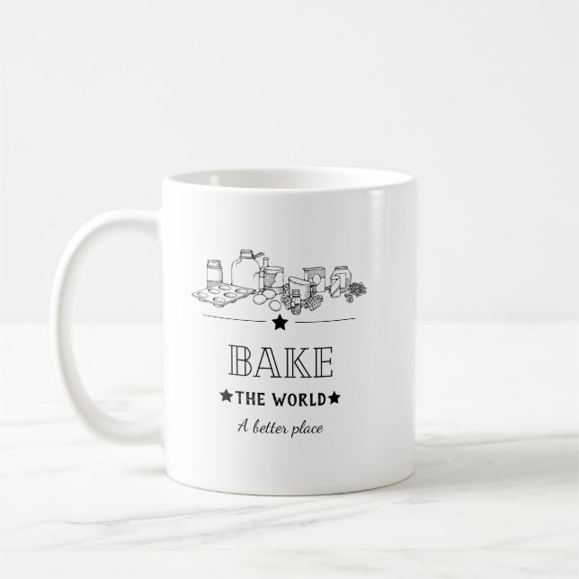 Clean Black & White Vintage Baking Coffee Mug (Left)