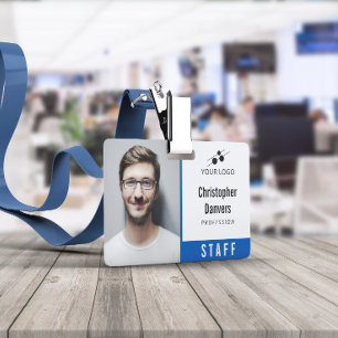 Clean Blue Employee ID Add Your Logo ID Badge