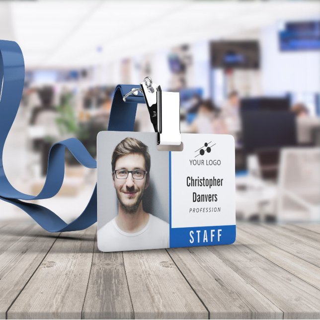 Clean Blue Employee ID Add Your Logo ID Badge (Creator Uploaded)
