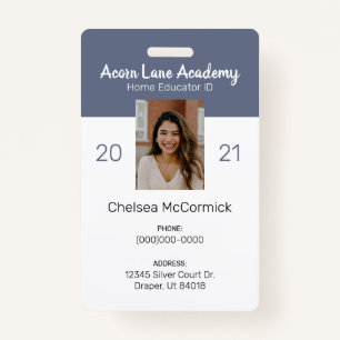 Clean Blue Homeschool Educator ID Badge
