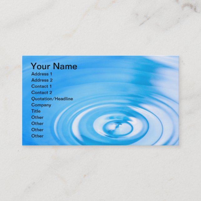 Clean blue water ripples business card (Front)
