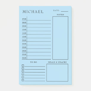 Clean Blue & White Daily Planner Post-it Notes