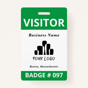 Clean Blue White Visitor Logo Template Badge ID Badge