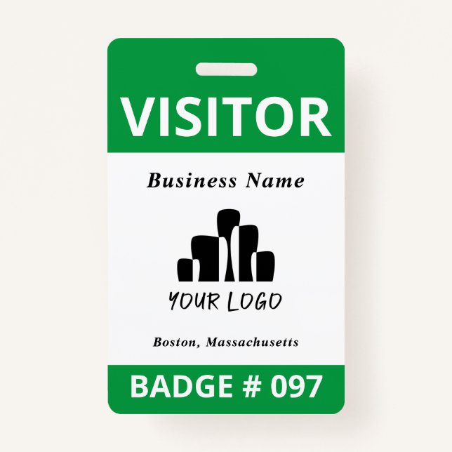 Clean Blue White Visitor Logo Template Badge ID Badge (Front)