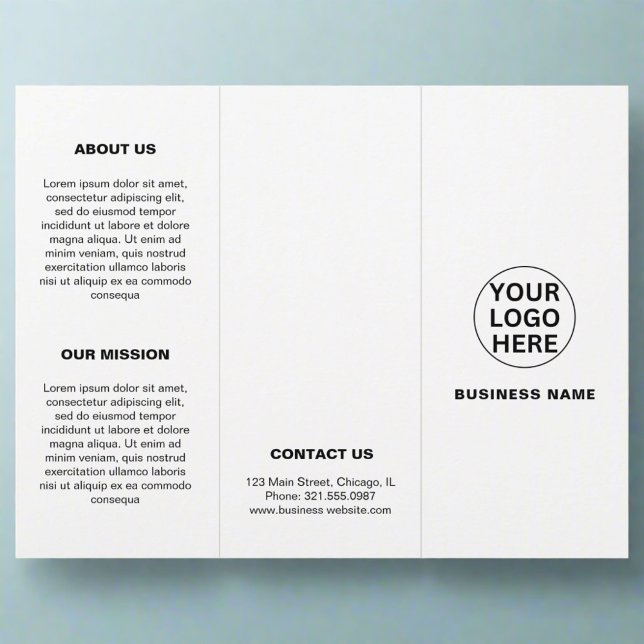 Clean Business Logo Black & White Trifold Brochure (Creator Uploaded)