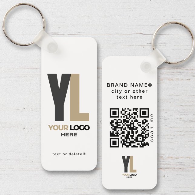Clean Business Logo & QR Code, Company  Vertical Key Ring (Creator Uploaded)