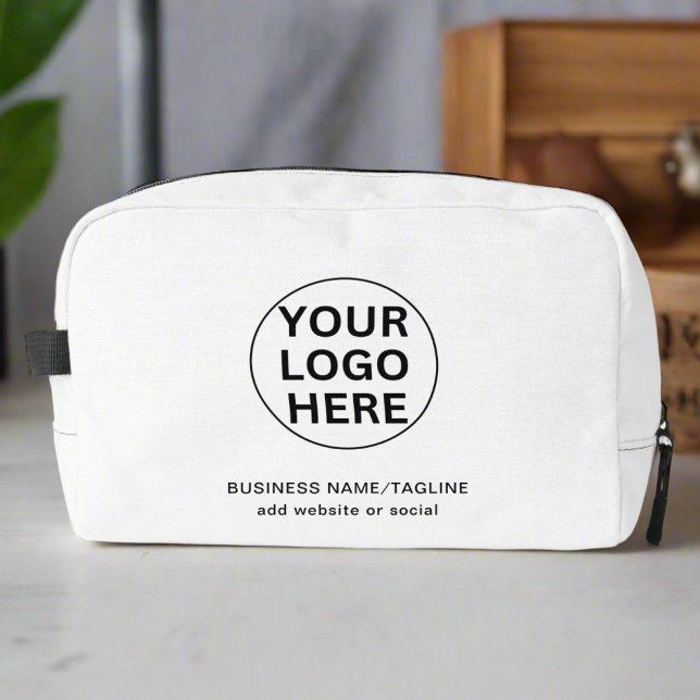 Clean Business Logo & Text l Promotional White  Dopp Kit (Creator Uploaded)