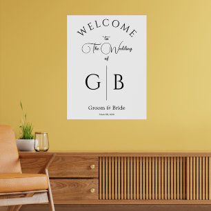 Clean Chic Wedding Reception Entrance Poster