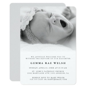 Clean & Classic Photo Baptism Invitation