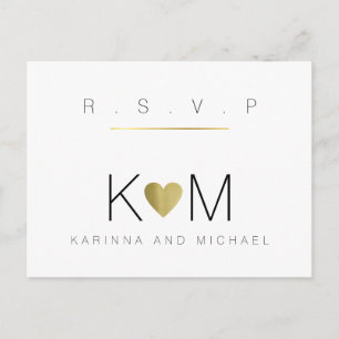 clean & clear wedding rsvp invitation postcard