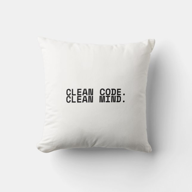 Clean Code Clean Mind Minimalist Industrial  Cushion (Front)