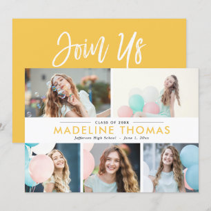 Clean Collage EDITABLE COLOR Graduation Invite
